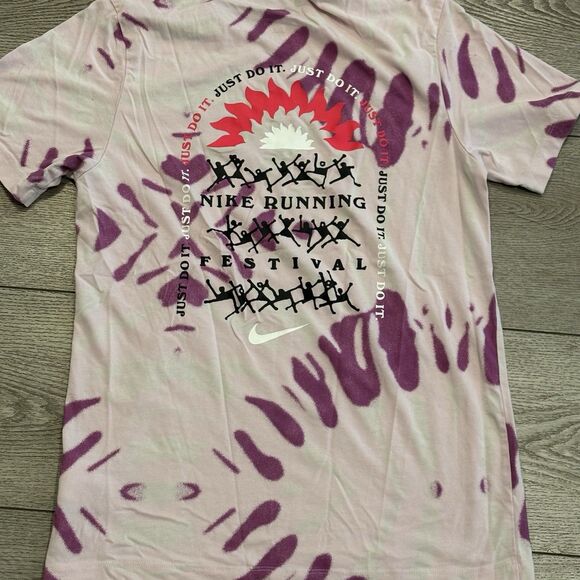 Nike Running Festival Men's Pink Tye Dye T Shirt Size Medium Dri Fit Polyester - Picture 6 of 7
